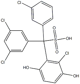 (3-Chlorophenyl)(3,5-dichlorophenyl)(6-chloro-2,5-dihydroxyphenyl)methanesulfonic acid Struktur