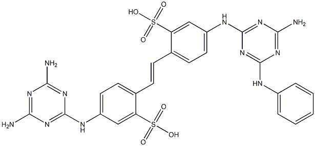 4-(4-Amino-6-anilino-1,3,5-triazin-2-ylamino)-4'-(4,6-diamino-1,3,5-triazin-2-ylamino)-2,2'-stilbenedisulfonic acid Struktur