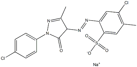 4-Chloro-2-[1-(p-chlorophenyl)-3-methyl-5-oxo-2-pyrazolin-4-ylazo]-5-methylbenzenesulfonic acid sodium salt Struktur