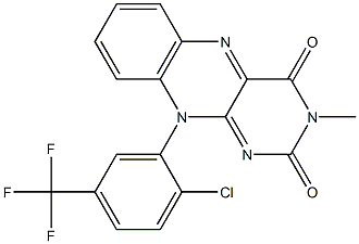 3-Methyl-10-[2-chloro-5-(trifluoromethyl)phenyl]pyrimido[4,5-b]quinoxaline-2,4(3H,10H)-dione Struktur