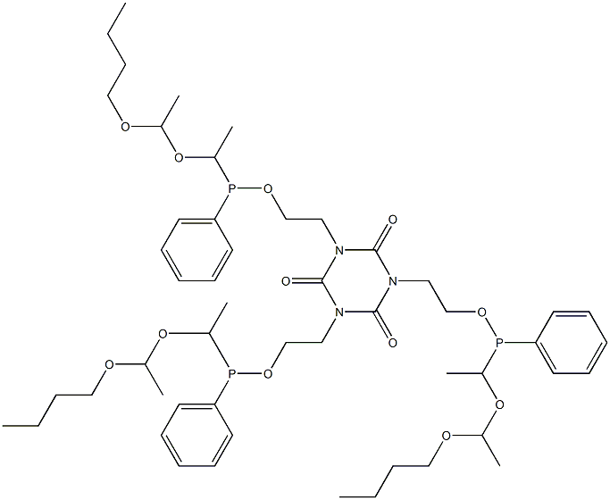 1,3,5-Tris[2-[[[1-(1-butoxyethoxy)ethyl]phenylphosphino]oxy]ethyl]-1,3,5-triazine-2,4,6(1H,3H,5H)-trione Struktur