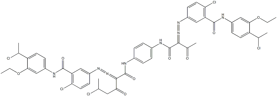 3,3'-[2-(1-Chloroethyl)-1,4-phenylenebis[iminocarbonyl(acetylmethylene)azo]]bis[N-[4-(1-chloroethyl)-3-ethoxyphenyl]-6-chlorobenzamide] Struktur