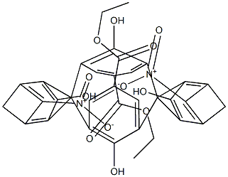 3,5-[[2-Hydroxy-5-(ethoxycarbonyl)-1,3-phenylene]bis[methylene(5-nitro-2-hydroxy-1,3-phenylene)methylene]]-4-hydroxybenzoic acid ethyl ester Struktur