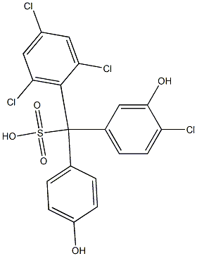 (4-Chloro-3-hydroxyphenyl)(2,4,6-trichlorophenyl)(4-hydroxyphenyl)methanesulfonic acid Struktur