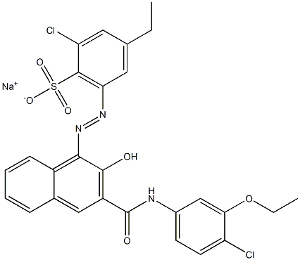 2-Chloro-4-ethyl-6-[[3-[[(4-chloro-3-ethoxyphenyl)amino]carbonyl]-2-hydroxy-1-naphtyl]azo]benzenesulfonic acid sodium salt Struktur