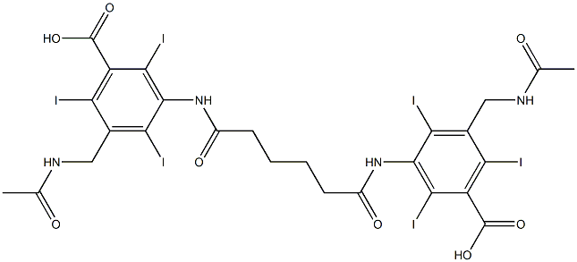 3,3'-(Adipoyldiimino)bis[5-(acetylaminomethyl)-2,4,6-triiodobenzoic acid] Struktur