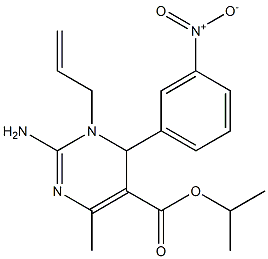 2-Amino-3,4-dihydro-4-(3-nitrophenyl)-6-methyl-3-(2-propenyl)pyrimidine-5-carboxylic acid isopropyl ester Struktur