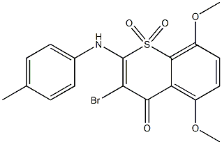 3-Bromo-5,8-dimethoxy-2-(4-methylphenylamino)-4-oxo-4H-1-benzothiopyran 1,1-dioxide Struktur