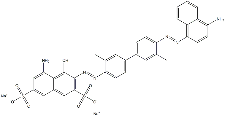 5-Amino-3-[[4'-[(4-amino-1-naphthalenyl)azo]-3,3'-dimethyl-1,1'-biphenyl-4-yl]azo]-4-hydroxynaphthalene-2,7-disulfonic acid disodium salt Struktur