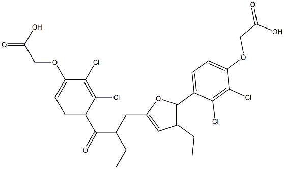 [4-[3-Ethyl-5-[3-[4-[(carboxymethyl)oxy]-2,3-dichlorophenyl]-3-oxo-2-ethylpropyl]furan-2-yl]-2,3-dichlorophenoxy]acetic acid Struktur