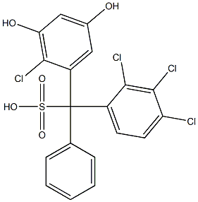 (2-Chloro-3,5-dihydroxyphenyl)(2,3,4-trichlorophenyl)phenylmethanesulfonic acid Struktur