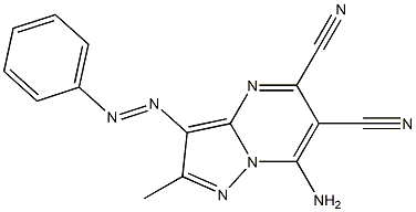 2-Methyl-3-(phenylazo)-7-aminopyrazolo[1,5-a]pyrimidine-5,6-dicarbonitrile Struktur