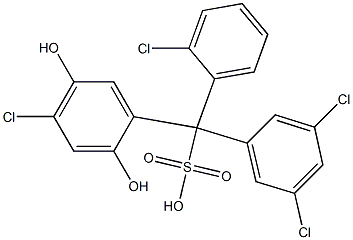 (2-Chlorophenyl)(3,5-dichlorophenyl)(4-chloro-2,5-dihydroxyphenyl)methanesulfonic acid Struktur