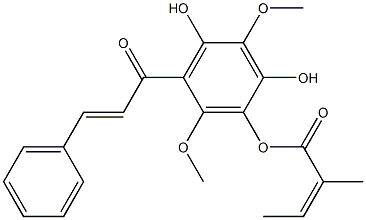 6-[(E)-3-Phenylacryloyl]-4-[(Z)-2-methyl-2-butenoyloxy]-2,5-dimethoxybenzene-1,3-diol Struktur