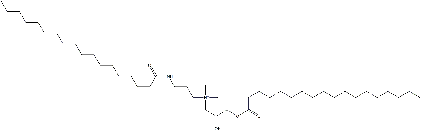 2-Hydroxy-N,N-dimethyl-N-[3-[(1-oxooctadecyl)amino]propyl]-3-[(1-oxooctadecyl)oxy]-1-propanaminium Struktur