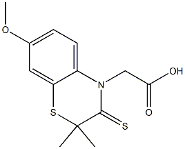 7-Methoxy-2,2-dimethyl-2,3-dihydro-3-thioxo-4H-1,4-benzothiazine-4-acetic acid Struktur