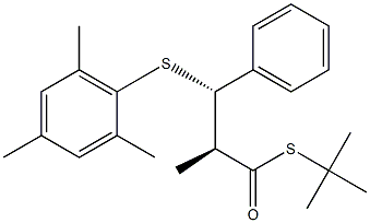 (1S,2S)-2-(2,4,6-Trimethylphenylthio)-1-methyl-2-phenylethane-1-thiocarboxylic acid S-tert-butyl ester Struktur