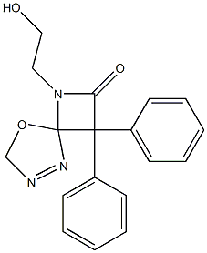 1-(2-Hydroxyethyl)-3,3-diphenyl-1,5,6-triaza-8-oxaspiro[3.4]oct-5-en-2-one Struktur