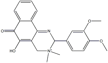 2,3,4,6-Tetrahydro-5-hydroxy-6-oxo-2-(3,4-dimethoxyphenyl)-3,3-dimethylbenzo[h]quinazolin-3-ium Struktur