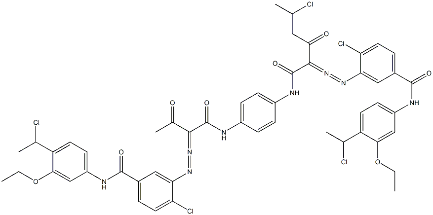 3,3'-[2-(1-Chloroethyl)-1,4-phenylenebis[iminocarbonyl(acetylmethylene)azo]]bis[N-[4-(1-chloroethyl)-3-ethoxyphenyl]-4-chlorobenzamide] Struktur