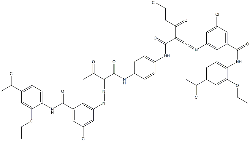 3,3'-[2-(Chloromethyl)-1,4-phenylenebis[iminocarbonyl(acetylmethylene)azo]]bis[N-[4-(1-chloroethyl)-2-ethoxyphenyl]-5-chlorobenzamide] Struktur