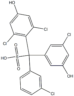 (3-Chlorophenyl)(3-chloro-5-hydroxyphenyl)(2,6-dichloro-4-hydroxyphenyl)methanesulfonic acid Struktur