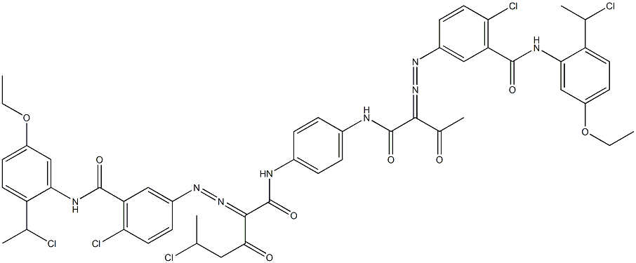 3,3'-[2-(1-Chloroethyl)-1,4-phenylenebis[iminocarbonyl(acetylmethylene)azo]]bis[N-[2-(1-chloroethyl)-5-ethoxyphenyl]-6-chlorobenzamide] Struktur