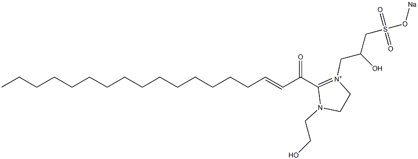 1-(2-Hydroxyethyl)-3-[2-hydroxy-3-(sodiooxysulfonyl)propyl]-2-(2-octadecenoyl)-2-imidazoline-3-ium Struktur