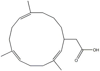 (2E,6E,10E)-3,7,11-Trimethylcyclotetradeca-2,6,10-trienyl=acetate Struktur