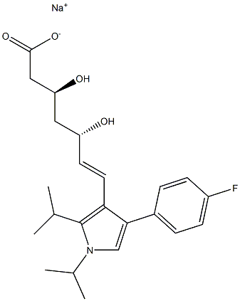 (3S,5S,6E)-3,5-Dihydroxy-7-[1,2-diisopropyl-4-(4-fluorophenyl)-1H-pyrrol-3-yl]-6-heptenoic acid sodium salt Struktur