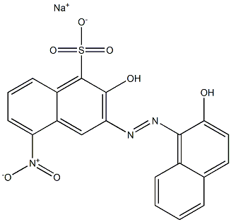 2-Hydroxy-3-(2-hydroxy-1-naphtylazo)-5-nitro-1-naphthalenesulfonic acid sodium salt Struktur