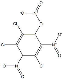 Nitric acid 3,5,6-trichloro-2,4-dinitrocyclohexa-2,5-dienyl ester Struktur