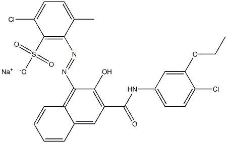 2-Chloro-5-methyl-6-[[3-[[(4-chloro-3-ethoxyphenyl)amino]carbonyl]-2-hydroxy-1-naphtyl]azo]benzenesulfonic acid sodium salt Struktur