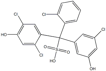 (2-Chlorophenyl)(3-chloro-5-hydroxyphenyl)(2,5-dichloro-4-hydroxyphenyl)methanesulfonic acid Struktur