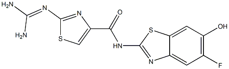 2-(Diaminomethyleneamino)-N-(5-fluoro-6-hydroxy-2-benzothiazolyl)thiazole-4-carboxamide Struktur