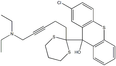 2-Chloro-9-[2-[5-diethylamino-3-pentynyl]-1,3-dithian-2-yl]-9H-thioxanthen-9-ol Struktur