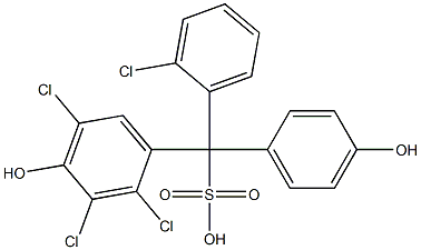 (2-Chlorophenyl)(2,3,5-trichloro-4-hydroxyphenyl)(4-hydroxyphenyl)methanesulfonic acid Struktur