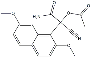 2-(2,7-Dimethoxy-1-naphtyl)-2-cyano-2-acetoxyacetamide Struktur