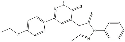 4-[(1-Phenyl-3-methyl-5-thioxo-4,5-dihydro-1H-pyrazol)-4-yl]-6-(4-ethoxyphenyl)pyridazine-3(2H)-thione Struktur