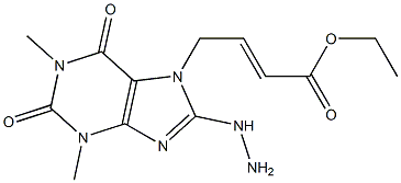 (E)-4-[[1,2,3,6-Tetrahydro-1,3-dimethyl-2,6-dioxo-8-hydrazino-7H-purin]-7-yl]-2-butenoic acid ethyl ester Struktur