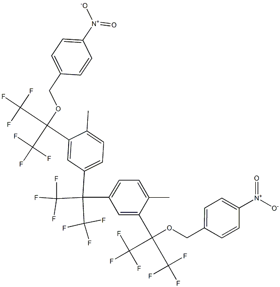 2,2-Bis[4-methyl-3-[2-(p-nitrobenzyloxy)-1,1,1,3,3,3-hexafluoropropan-2-yl]phenyl]-1,1,1,3,3,3-hexafluoropropane Struktur