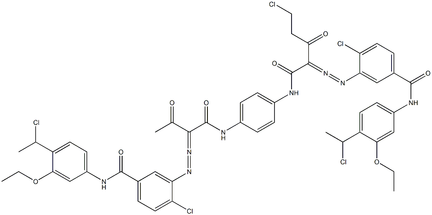 3,3'-[2-(Chloromethyl)-1,4-phenylenebis[iminocarbonyl(acetylmethylene)azo]]bis[N-[4-(1-chloroethyl)-3-ethoxyphenyl]-4-chlorobenzamide] Struktur