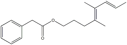 Phenylacetic acid 4,5-dimethyl-4,6-octadienyl ester Struktur