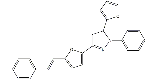 2-[[4,5-Dihydro-1-phenyl-5-(2-furanyl)-1H-pyrazol]-3-yl]-5-[2-[4-methylphenyl]ethenyl]furan Struktur