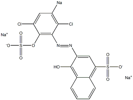 4-Hydroxy-3-[(2,5-dichloro-3-sodiosulfo-6-hydroxyphenyl)azo]naphthalene-1-sulfonic acid sodium salt Struktur