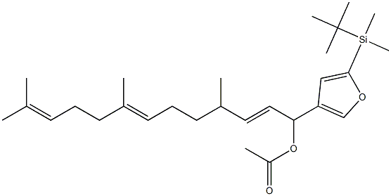 Acetic acid 1-[5-(tert-butyldimethylsilyl)-3-furyl]-4,8,12-trimethyl-2,7,11-tridecatrienyl ester Struktur