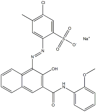 5-Chloro-2-[2-hydroxy-3-(2-methoxyphenylcarbamoyl)-1-naphtylazo]-4-methyl-1-benzenesulfonic acid sodium salt Struktur