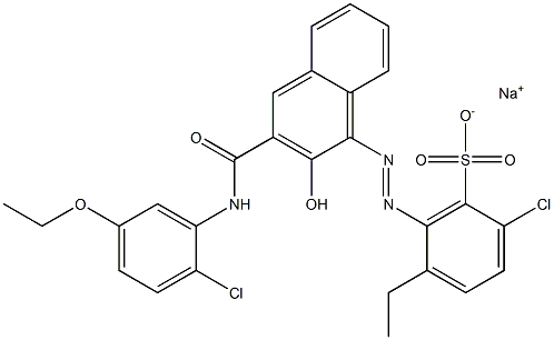 2-Chloro-5-ethyl-6-[[3-[[(2-chloro-5-ethoxyphenyl)amino]carbonyl]-2-hydroxy-1-naphtyl]azo]benzenesulfonic acid sodium salt Struktur