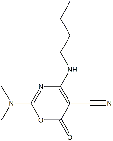 2-Dimethylamino-4-butylamino-6-oxo-6H-1,3-oxazine-5-carbonitrile Struktur