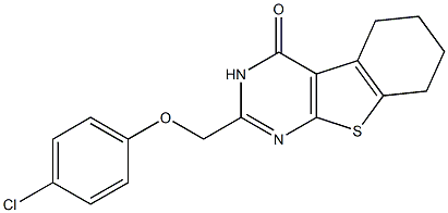 2-[(4-Chlorophenoxy)methyl]-5,6,7,8-tetrahydro[1]benzothieno[2,3-d]pyrimidin-4(3H)-one Struktur